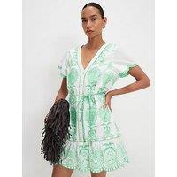 River Island Cotton Embroidered Mini Dress