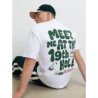 River Island Oversized Fit 19Th Hole Golf T-Shirt - White