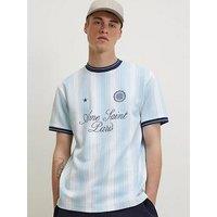 River Island Cotton Blend Ame Saint Paris T-Shirt - Blue