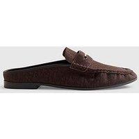 River Island Faux Suede Backless Mule Loafers - Brown