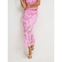 River Island Lace Midi Pencil Skirt - Pink