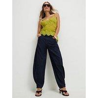 River Island Tab Hem Detail Barrel Leg Jeans - Blue