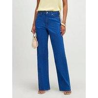 River Island High Waisted Relaxed Straight Leg Jeans - Blue