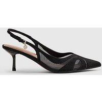 River Island Mesh Splice Slingback Court Heels - Black
