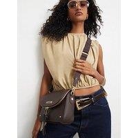 River Island Zip Flap Front Crossbody Bag - Brown