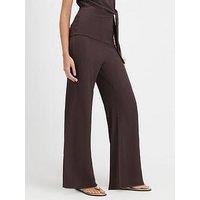 River Island Textured Wide Leg Trousers - Brown