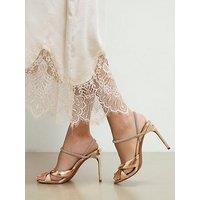 River Island Diamante Twist Heeled Sandals - Gold