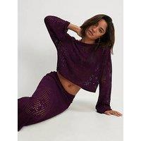 River Island Crochet Long Sleeve Top - Purple