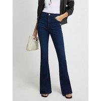 River Island High Waisted Sculpt Stretch Flare Jeans - Blue