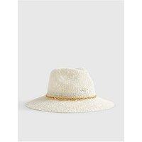 River Island Cut Out Studded Band Fedora Hat - Cream