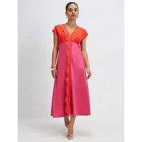 River Island Petite Lace Satin Midi Dress - Pink