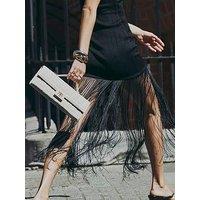 River Island Quilted Clutch Bag - Cream
