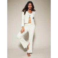 Knickerbox Floral Ribbed Long Sleeve Pyjama Top & Trouser Set