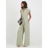 River Island Twill Zip Front Jumpsuit - Khaki