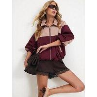 River Island Colour Block Lightweight Zip Up Anorak - Purple