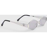 River Island Slim Hexagonal Sunglasses - Silver