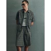 River Island Boxy Fit Cotton Check Lgcy Shirt - Black
