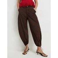 River Island Drawstring Cuff Balloon Leg Trousers - Brown
