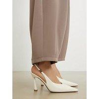 River Island Slingback Logo Court Heels - Cream