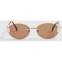 River Island Frameless Round Slim Sunglasses - Brown