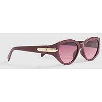 River Island Cateye Slim Sunglasses - Red