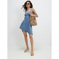 River Island Denim Asymmetric Mini Dress - Blue