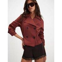 River Island Casual Waisted Crop Trench Jacket - Dark Orange