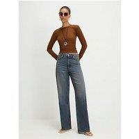 River Island Tinted Relaxed Straight Leg Jeans - Blue