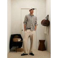 River Island Beige Check Long Sleeve Shirt - Natural