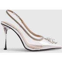 River Island Perspex Slingback Court Heels - Silver