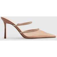 River Island Diamante Mesh Court Heels - Gold