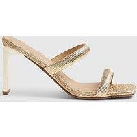 River Island Double Band Heeled Sandals - Gold