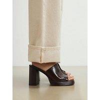 River Island Heeled Mule Sandals - Brown