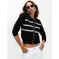 River Island Knitted Long Sleeve Daisy Cardigan - Black