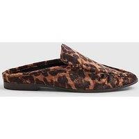 River Island Backless Ruched Loafers - Leopard Print
