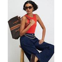River Island Stripe Panel Monogram Shopper Bag - Brown