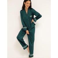 Pour Moi Dusk Satin And Lace Revere Collar Pyjama Set