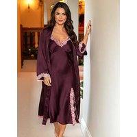 Pour Moi Dusk Satin And Lace Kimono Sleeve Dressing Gown