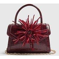 River Island Red Croc Print Flower Clutch Bag