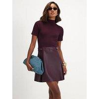 River Island Red Faux Leather Skater Dress