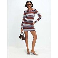 River Island Stripe Knitted Polo Mini Dress