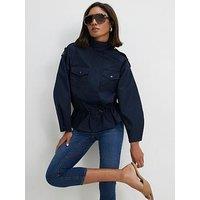 River Island Funnel Neck Tie Waist Bomber Jacket