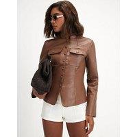 River Island Faux Leather Drummer Jacket