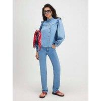 River Island Denim Long Sleeve Ruffle Shirt