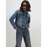 River Island Funnel Neck Denim Bomber Jacket