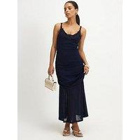 River Island Petite Lace Trim Drape Midi Dress