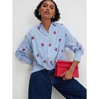 River Island Cotton Stripe Cherry Knot Front Shirt