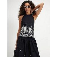 River Island Halter Cutwork Hem Top.