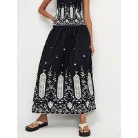 River Island Linen Cutwork Hem Maxi Skirt.