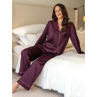 Pour Moi Satin Shadow Stripe Revere Collar Pyjama Set